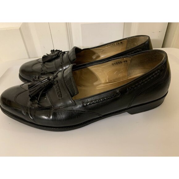 Cole Haan‎ Bragano Mens Sz 12D Black Leather Slip On Tasseled Kiltie Made Italy - Picture 6 of 12